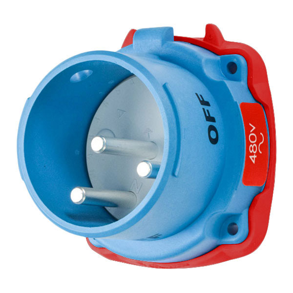 33-38042 - DS30 INLET POLY BLUE SIZE 3 TYPE 3R 2P+G 30A 480 VAC 60 Hz NO AUX